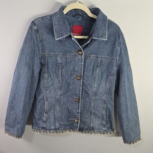 Denim Fringe Jacket Quality Made Poland Bianca jacket womens sz US medium Blazer
